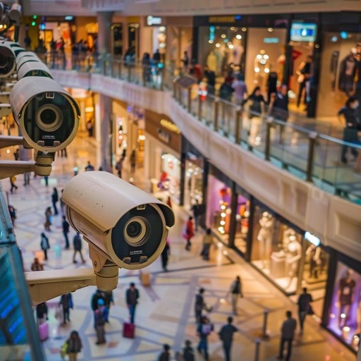Retail Store CCTV 7 mall surveillance cameras stockcake
